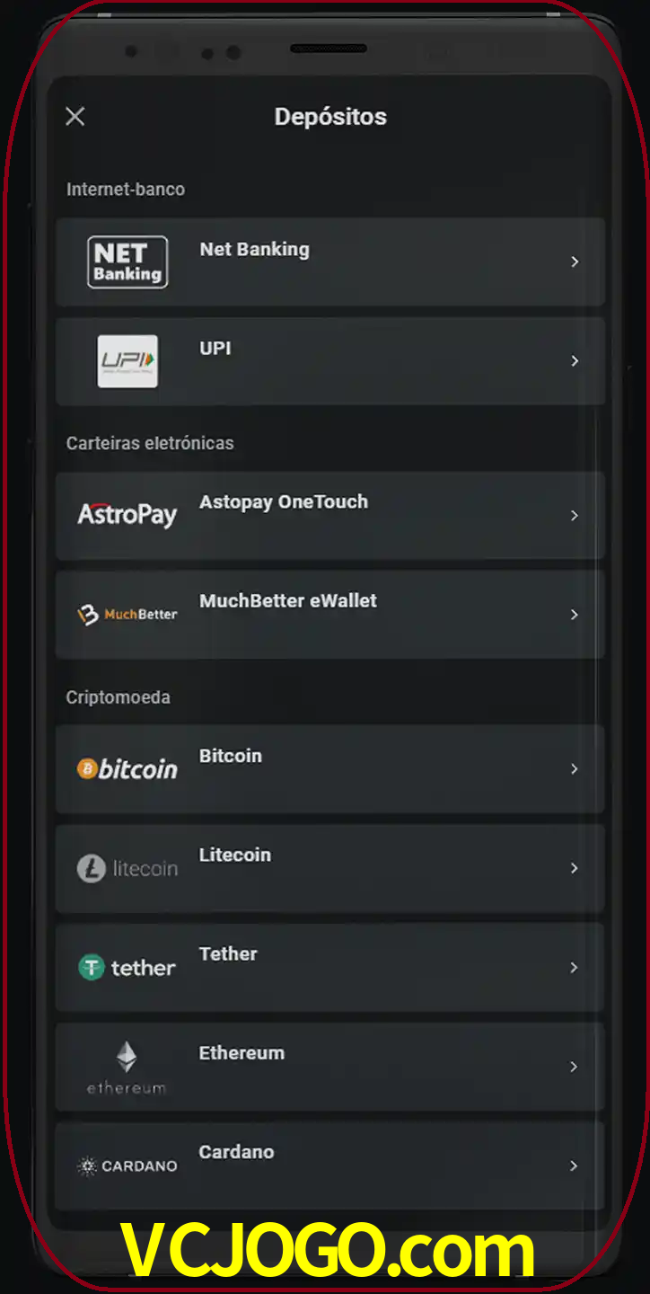 Você pode usar métodos alternativos de depósito.