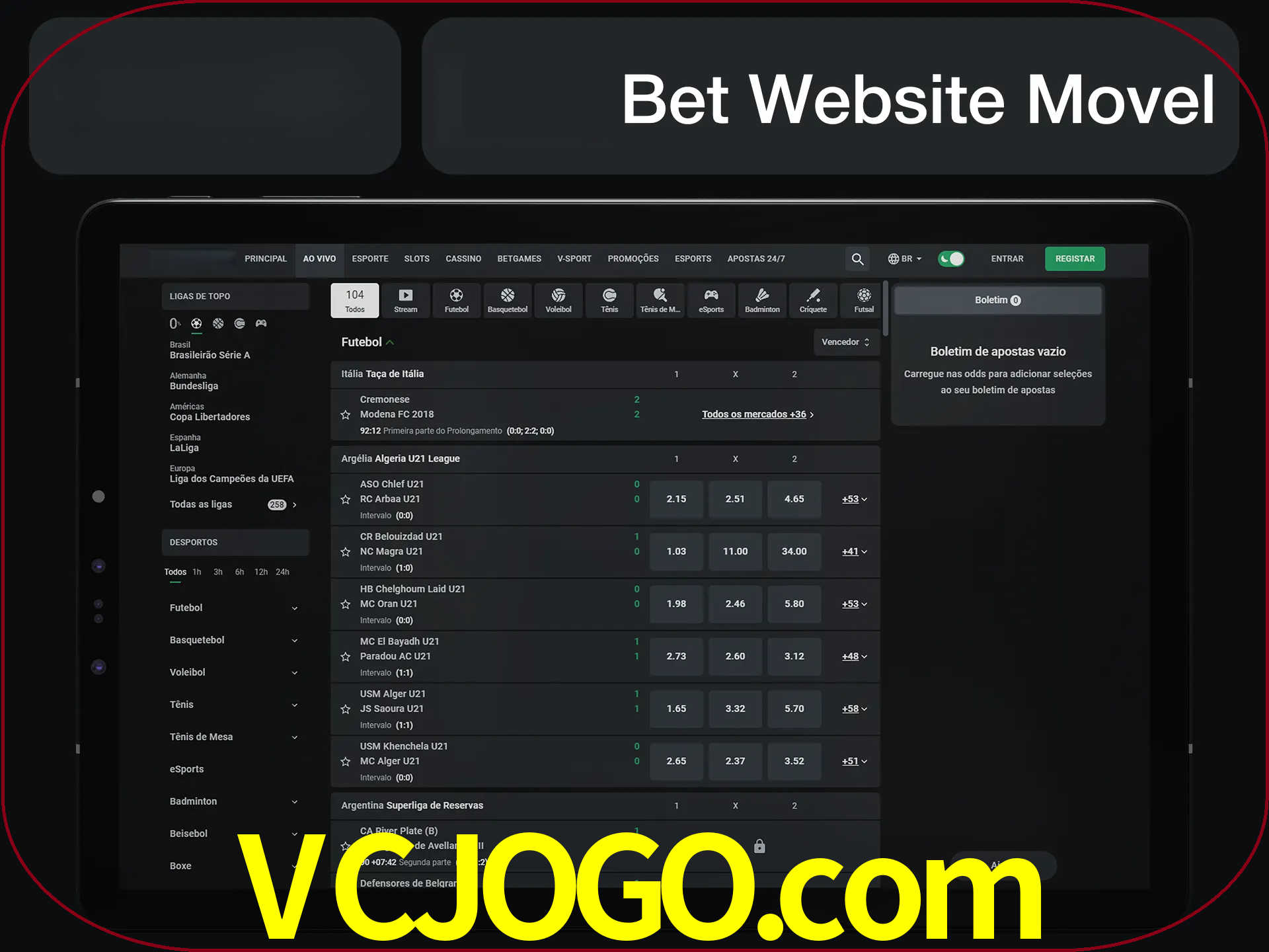Use nosso website em qualquer dispositivo.